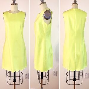 J. Crew Neon Yellow Green Scalloped Dress
